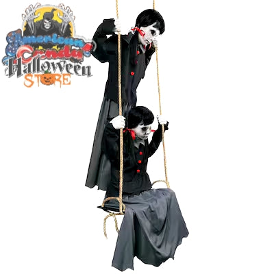 Haunted Living 6-ft Laughing Swinging Ghoulish Twins Animatronic