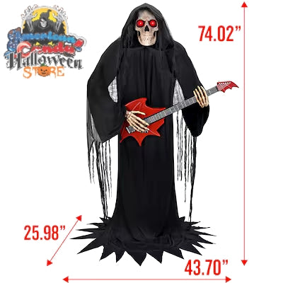 Haunted Living 6-ft Bluetooth Reaper Band LED Guitar Player Animatronic