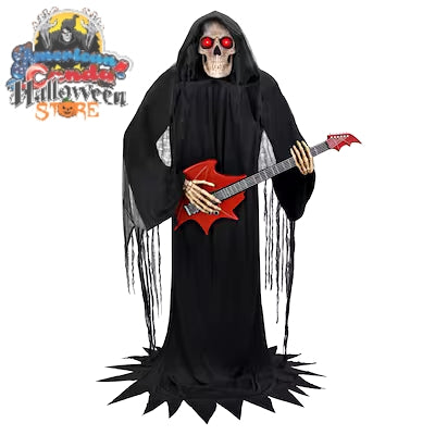 Haunted Living 6-ft Bluetooth Reaper Band LED Guitar Player Animatronic