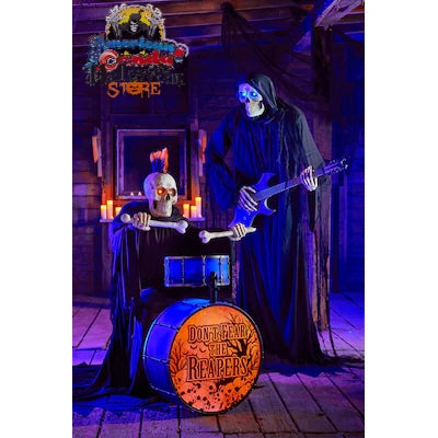 Haunted Living 4-ft Bluetooth Reaper Band LED Drummer Animatronic