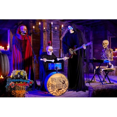 Haunted Living 4-ft Bluetooth Reaper Band LED Drummer Animatronic