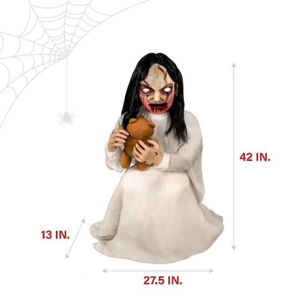 42 in. Motion-Activated Lunging Lily the Demonic Zombie Girl by Tekky, Premium Talking Halloween